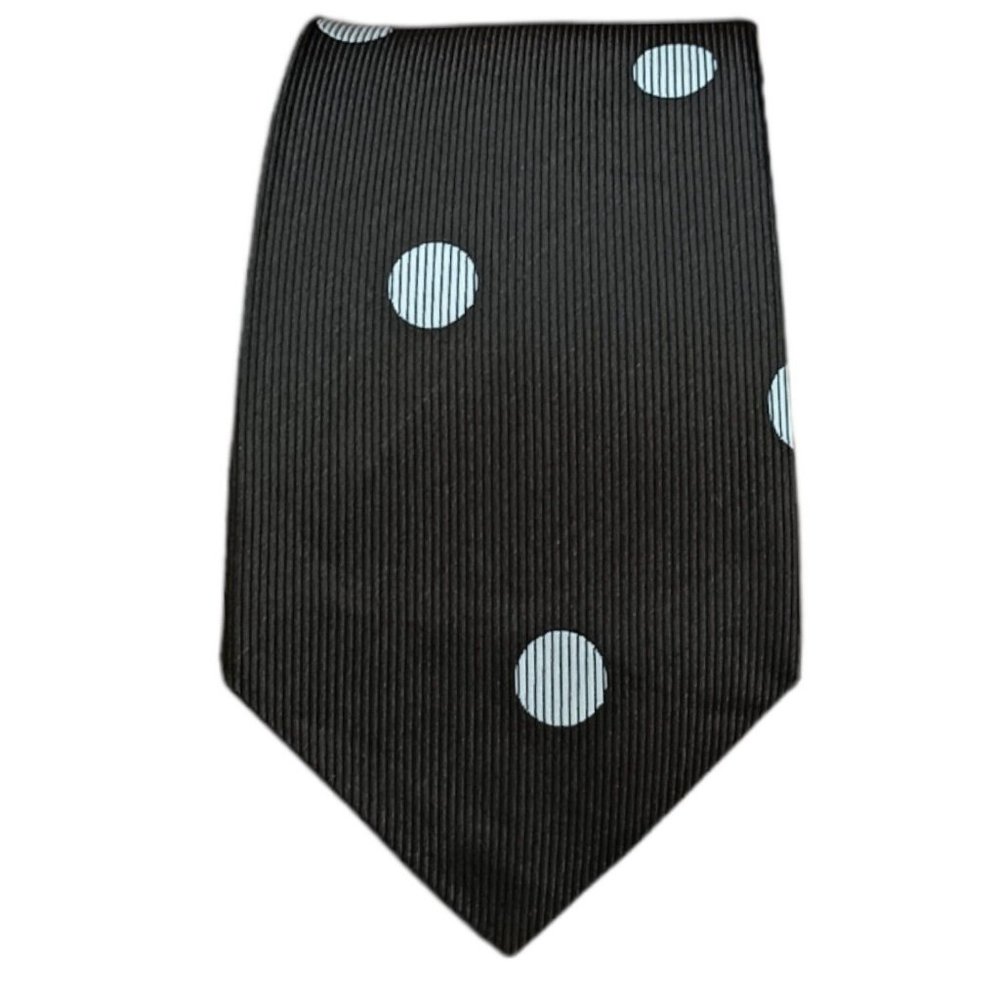 DRAKES Brown Polka Dot Silk Tie HANDMADE ENGLAND 60"/ 3.6" EC